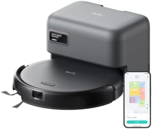 Discover the eufy Robot Vacuum C10 with Self Empty Station, featuring an ultra-slim body, carpet cleaning, edge expansion brush, and point laser navigation. Perfect for tidy homes, now with a special offer on this best-selling model! (146)