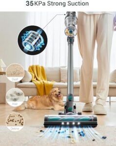 Boost your cleaning experience with the Ultenic U11 Pro Cordless Vacuum Cleaner. Enjoy powerful 35KPa suction, LED display, and detachable battery for easy charging. Perfect for all hard floors, carpets, and pet hair removal.