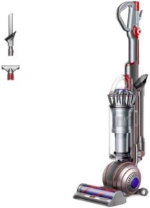 Get the ultimate cleaning experience with the 330BallAnimal2+ upright vacuum cleaner, featuring a powerful motor, easy maneuverability, and stylish iron grey and yellow design.
