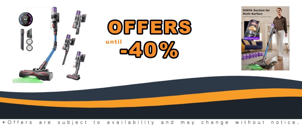 Cordless Vacuum Cleaner 45KPA Runtime Anti-Tangle Brush