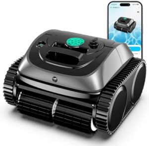 Discover the WYBOT C1 Robotic Pool Cleaner for in-ground pools up to 65 FT. Cordless and efficient with 150 minutes runtime, this pool vacuum also features wall climbing capabilities and larger top-loading filters for a sparkling clean experience.