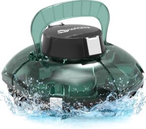 Here is the generated SEO meta description:

"Effortlessly clean your above ground pool with this cordless robotic vacuum, featuring powerful suction and a transparent design for easy maintenance. Perfect for pools up to 645 Sq. Ft, get ready to save time and enjoy the perfect blue waters."