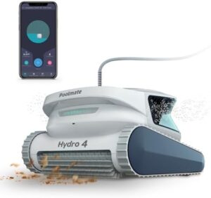 Here is the meta description:

"Effortlessly clean your pool with the Hydro 4 Pool Robot. This smart vacuum features WiFi and Bluetooth app control, floor, wall, and waterline cleaning, plus a large top-load filter basket."