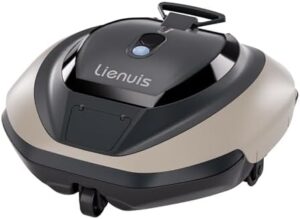 Discover the Lienuis Robotic Pool Cleaner, a powerful cordless pool vacuum robot with 90 minutes runtime and self-parking feature. Perfect for pools up to 850 sq.ft, with DirtLock Tech and strong suction.
