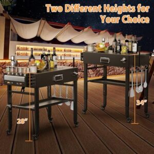 Upgrade your outdoor cooking experience with this versatile grill cart for Ninja Woodfire and Blackstone griddles, featuring quick-fold design, 4 swivel wheels, and adjustable height. Perfect for pizza oven or grill stand use.
