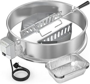 Upgrade your Weber grill with the onlyfire BRK-6110 kit, featuring stainless steel rotisserie ring and 2-pack charcoal baskets. Perfect for kettle grills, fits most others.