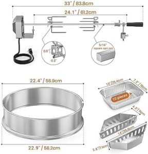 Upgrade your Weber grill with the onlyfire BRK-6110 kit, featuring stainless steel rotisserie ring and 2-pack charcoal baskets. Perfect for kettle grills, fits most others.