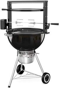 "Upgrade your outdoor grilling experience with the Santa Maria Style Grill Rotisserie System. Adjustable cooking grate for Weber 57cm & 55cm Kettle Grills, perfect for backyard BBQs. Enjoy a 20% discount on this top-rated accessory!"