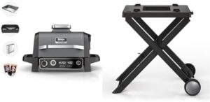 Here is the meta description:

"7-in-1 outdoor grill & air fryer for versatile cooking. Compact design with folding stand, perfect for small spaces. Enjoy woodfire-smoked flavors and healthy air-fried meals, all in one convenient appliance."