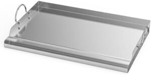 Enhance your outdoor cooking with the onlyfire Universal Stainless Steel Griddle Plate, perfect for BBQ gas grills and charcoal grills, featuring a large 25" x 16"x 2.8" cooking surface and durable stainless steel construction, ideal for camping and outdoor adventures.
