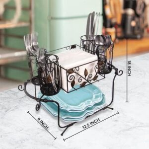 Organize your outdoor kitchen with the Maypes Utensil Caddy - Silverware holder and plate organizer for picnics, camping, BBQ, parties and events. Perfect 2-piece set with compact design.