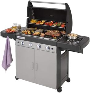 Unlock the perfect outdoor cooking experience with Campingaz's 4 Series Classic LS Plus Gas BBQ, featuring 4 burners, Instaclean system and cast iron grid. Perfect for camping trips or backyard gatherings, dimensions 160 x 59.8 x 115.6 cm.