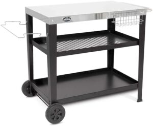 Here is the optimized SEO meta description:

"Perfect outdoor grilling experience with Dellonda's stainless steel BBQ trolley featuring utensil holder and sturdy design, ideal for camping or backyard cooking."