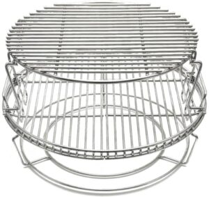 "Upgrade your BBQ experience with the S28 3 Tier Grill Stack Rack. This replacement kit features 304 stainless steel construction, perfect for Big Green Egg enthusiasts. Perfectly sized for the Large Eggspander."