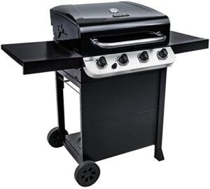 "Discover the Char-Broil Gas BBQ Convective 410 B - a 4-burner barbecue with cast iron grates and stainless steel burners, perfect for outdoor cooking on your garden, balcony or patio."