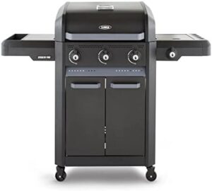 "Savory meals at home with the Tower T978525 Stealth Pro 4 Burner Gas BBQ, featuring a rotisserie kit, side burner and thermometer. Perfect for outdoor gatherings, includes waterproof cover."