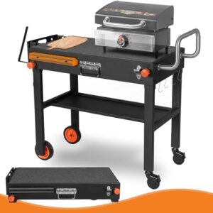 Discover a sturdy outdoor grill table stand perfect for camping and backyard use. Elevate your grilling experience with the AOKEMAi Portable Universal Grill Table Stand, featuring a caddy and Blackstone accessories compatibility.