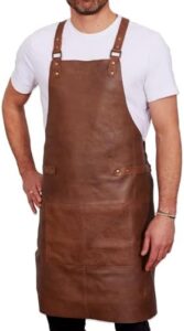 "Transform your grilling experience with the REDSALT Premium Leather Apron, crafted from 100% cowhide leather and featuring a crossback design for enhanced durability. Perfect for professionals and BBQ enthusiasts alike."