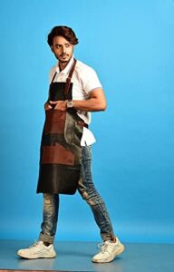 Stay stylish in the kitchen with Lindsey Street's leather apron, featuring multiple pockets for storage and a one-size-fits-all design. Perfect for baristas, bakers, BBQ chefs, and more!