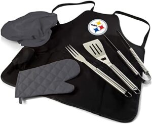 "Experience outdoor cooking with the Picnic Time NFL BBQ Apron Tote Pro Grill Set, featuring a water-resistant apron and insulated tote bag. Perfect for grill masters!"