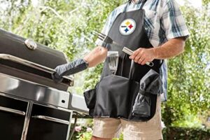 "Experience outdoor cooking with the Picnic Time NFL BBQ Apron Tote Pro Grill Set, featuring a water-resistant apron and insulated tote bag. Perfect for grill masters!"