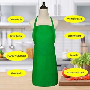 Here is the generated SEO meta description:

"Protect your style while cooking or grilling with this 9-pack of green bib aprons for women and girls. Durable, comfortable and practical with pockets for storage."