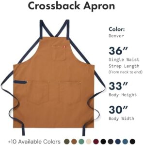 "Transform your cooking experience with Hedley & Bennett's Crossback Apron, featuring adjustable straps and multiple pockets for organization. Ideal for serious home cooks."