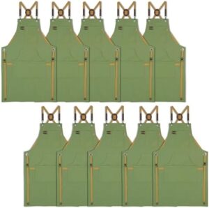 "Upgrade your cooking experience with Stenffy 1|5|10Pack Kitchen Aprons. Made from cotton canvas, these adjustable aprons offer a comfortable fit and durable protection for men and women artists, painters, and carpenters. Perfect for everyday use."