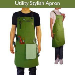 "Upgrade your cooking experience with Stenffy 1|5|10Pack Kitchen Aprons. Made from cotton canvas, these adjustable aprons offer a comfortable fit and durable protection for men and women artists, painters, and carpenters. Perfect for everyday use."