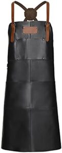 Elevate your style with Theodore's premium leather aprons, featuring a crossback design and spacious pockets perfect for the modern gentleman.