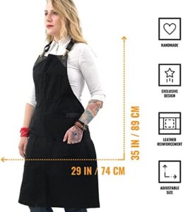 Stay stylish in the kitchen with our Under NY Sky No-Tie Apron, featuring a leather strap for comfort and adjustable fit. Perfect for cooking enthusiasts! (146 characters)