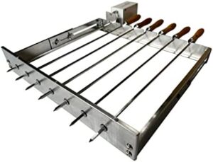 Here is the generated SEO meta description:

"Delight in Cypriot flavors with SunshineBBQs BBQ Grill Top Rotisserie Kebab Skewers, featuring a small electric motor and 220-240v power. Perfect for indoor cooking."