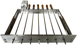 Here is the generated SEO meta description:

"Delight in Cypriot flavors with SunshineBBQs BBQ Grill Top Rotisserie Kebab Skewers, featuring a small electric motor and 220-240v power. Perfect for indoor cooking."