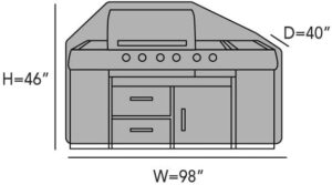 Protect your outdoor grill with the CoverMates Island Grill Covers, featuring a classic vinyl design and measurements of 98L x 40W x 46H. Perfect for any outdoor setting!
