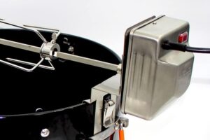 "Upgrade your BBQ game with the ProQ Excel V4 rotisserie kit, featuring a stainless steel electric motor and perfect for smoker enthusiasts. Great gift idea for men."