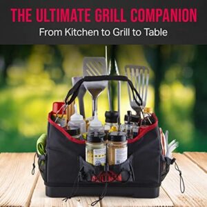 Elevate your grilling experience with the Blackstone Caddy Organizer, featuring dividers and mesh pockets for organized storage, perfect for outdoor enthusiasts and Father's Day gifts.