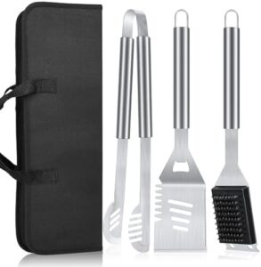 Upgrade your grilling game with this heavy-duty BBQ tool set featuring 3 extra thick utensils for camping, kitchen, and outdoor cooking adventures. Perfect for men who love to grill!