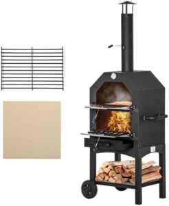 Here is the meta description:

"Indulge in backyard gatherings with the Outsunny 3-Tier Pizza Oven BBQ Grill. Features mesh shelf, thermometer handles and wheels for easy use. Perfect for garden parties and family cookouts."