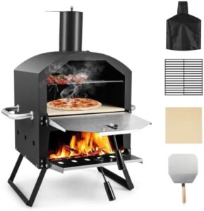 Here is the optimized meta description:

"Cook outdoor pizzas with the Tangzon 2-tier wood-fired oven. Waterproof cover and pizza stone included for perfect meals. Perfect for garden patios, BBQs and more."