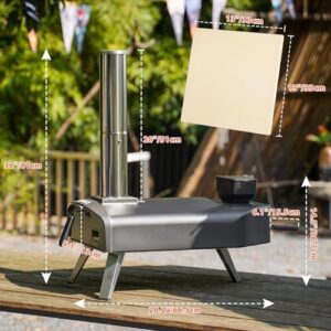 Here is the optimized SEO meta description:

"Portable pizza oven with pellet fuel, foldable legs & pizza stone. Perfect for outdoor cooking & garden gatherings. Compact design, easy to use and clean."