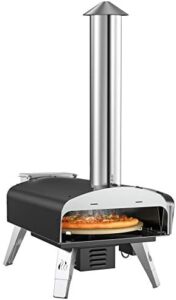 Delight your outdoor gatherings with the Mimiuo Portable Wood Pellet Grill, featuring an automatic rotating system and 33cm pizza stone. Perfect for garden parties!