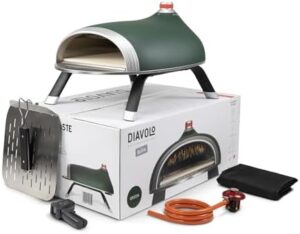 Discover the DeliVita Diavolo Outdoor Pizza Oven, fueled by propane, butane, or camping bottles. Includes accessories: folding peel, carry case, temperature gun & gas regulator. Perfect for pizza parties!