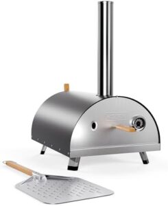Cozy up to delicious homemade pizzas with the Woody Oven multifuel kit, featuring a pizza peel, cover, and built-in thermometer for perfect results. Perfect for outdoor gatherings or indoor cooking adventures.