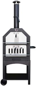 Here is the generated meta description:

"Cook authentic wood-fired pizzas outdoors with KCT's pizza oven featuring temperature gauge, storage shelf and durable wood construction. Perfect for camping trips or backyard gatherings."