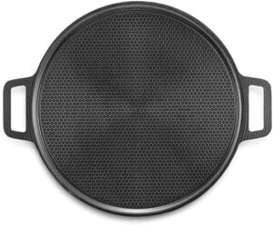 Here is the meta description:

"Delicious pizzas and flatbreads up to 35 cm with HexClad Hybrid Nonstick Pizza Steel. Oven, BBQ-safe up to 480°C, dishwasher-friendly. Perfect for pizza lovers!"