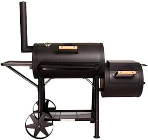Experience outdoor cooking with the CosmoGrill XXXL 90KG Charcoal Barbecue, featuring a portable smoker, warming rack and built-in thermometer, perfect for large gatherings and backyard parties.