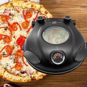 Here is the optimized meta description:

"Make pizza nights easy with the Klaif Electric Pizza Oven featuring a visible thermometer, glass window and ceramic stone. 5 temp settings up to 420°C max. Perfect for home use."