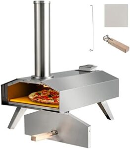 Here is the optimized SEO meta description:

"Portable pizza oven for outdoor cooking, stainless steel construction and foldable legs. Includes pizza stone and detachable chimney. Perfect for camping trips or backyard gatherings."