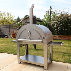 "Unleash the pizza party at home with this Large Wood Fired Pizza Oven Package, featuring a durable ceramic construction, adjustable temperature control and a comprehensive set for cooking perfection."