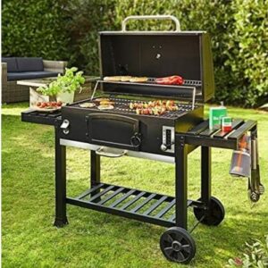 Discover the CosmoGrill Outdoor XXL Smoker Barbecue Charcoal Portable BBQ Grill with Waterproof Cover, featuring adjustable charcoal pan, warming rack and thermometer. Perfect for home garden party cooking.